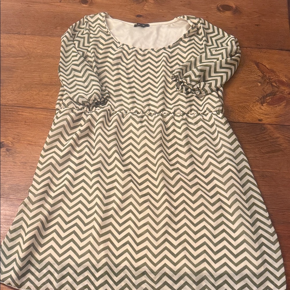 Espresso Green and Cream Chevron Womens Dress